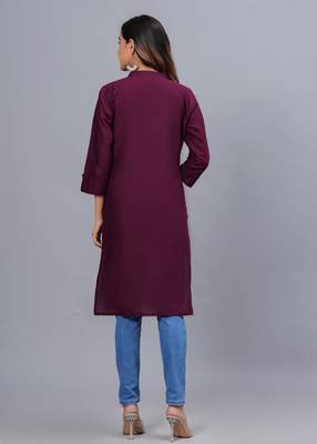 wine straight cotton kurta  2