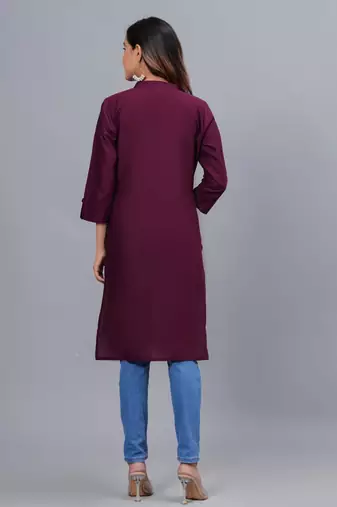 wine straight cotton kurta 