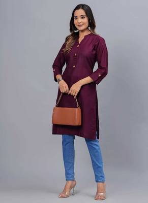 wine straight cotton kurta  3