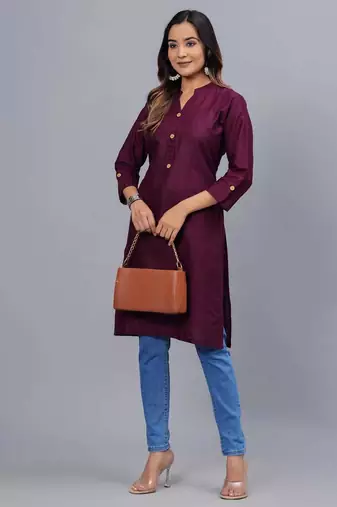 wine straight cotton kurta 