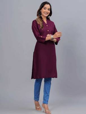 wine straight cotton kurta  4