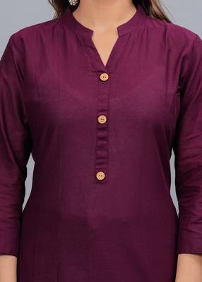 wine straight cotton kurta  5