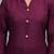 Women's solid wine straight cotton kurta with mandarin collar and 3/4 fold-up sleeves