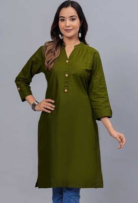 dark green straight cotton kurta  1