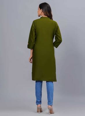 dark green straight cotton kurta  2
