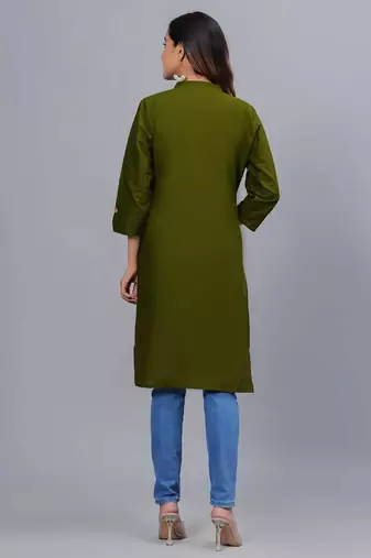 dark green straight cotton kurta 