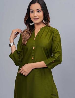 dark green straight cotton kurta  4