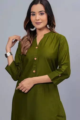 dark green straight cotton kurta 