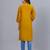 Women's solid mustard straight cotton kurta with mandarin collar and 3/4 fold-up sleeves