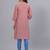 Women's solid onion straight cotton kurta with mandarin collar and 3/4 fold-up sleeves