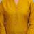 Women's solid mustard straight cotton kurta with mandarin collar and 3/4 fold-up sleeves