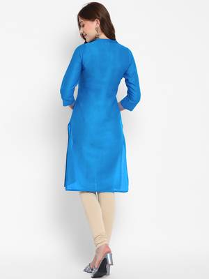 sky blue straight cotton kurta  2