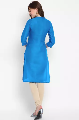 sky blue straight cotton kurta 