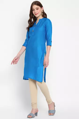 sky blue straight cotton kurta 