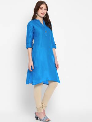 sky blue straight cotton kurta  4