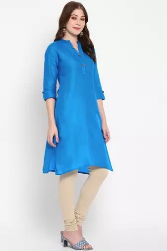 sky blue straight cotton kurta 