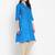 Women's solid sky blue straight cotton kurta with mandarin collar and 3/4 fold-up sleeves