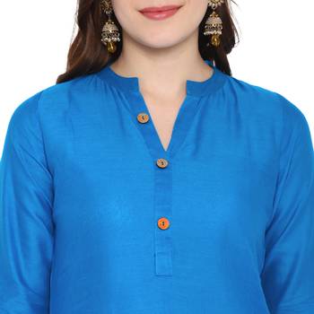 sky blue straight cotton kurta  5