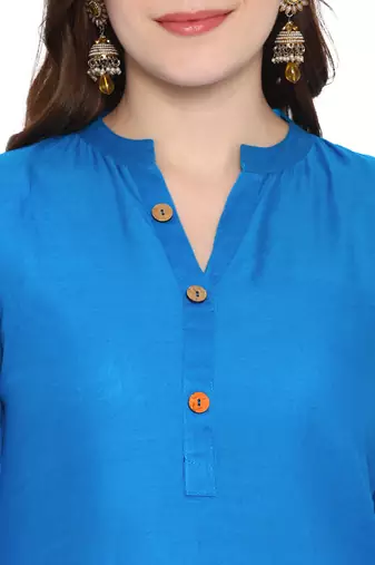 sky blue straight cotton kurta 
