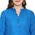 Women's solid sky blue straight cotton kurta with mandarin collar and 3/4 fold-up sleeves