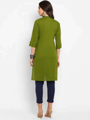 green straight cotton kurta  2