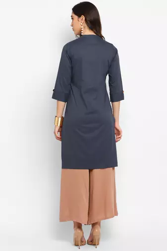 grey straight cotton kurta 
