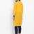 Women's solid yellow straight cotton kurta with mandarin collar and 3/4 fold-up sleeves