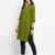 Women's solid green straight cotton kurta with mandarin collar and 3/4 fold-up sleeves