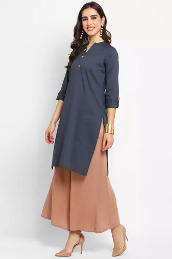 grey straight cotton kurta 