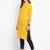 Women's solid yellow straight cotton kurta with mandarin collar and 3/4 fold-up sleeves