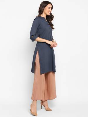 grey straight cotton kurta  4