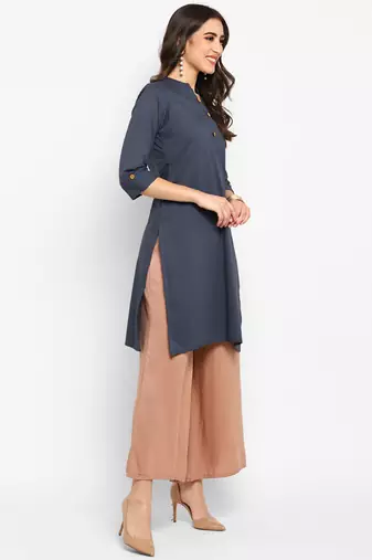 grey straight cotton kurta 