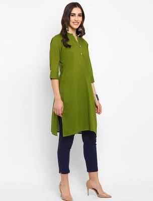 green straight cotton kurta  4