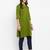 Women's solid green straight cotton kurta with mandarin collar and 3/4 fold-up sleeves