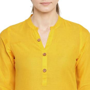 yellow straight cotton kurta  5