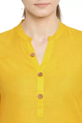 yellow straight cotton kurta 