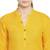 Women's solid yellow straight cotton kurta with mandarin collar and 3/4 fold-up sleeves