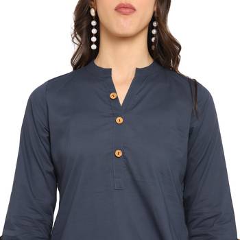 grey straight cotton kurta  5
