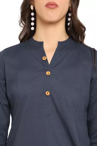 grey straight cotton kurta 