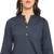 Women's solid grey straight cotton kurta with mandarin collar and 3/4 fold-up sleeves