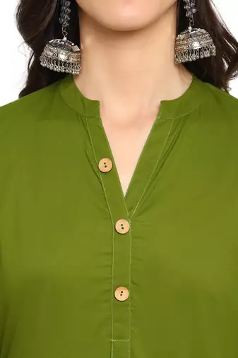 green straight cotton kurta 