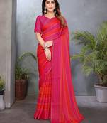 Pink satin patta swarovski work saree with matching blouse piece