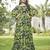 Women green floral print georgette fit & flare gown