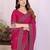 rani pink georgette swarovski work saree with matching blouse piece