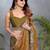 Olive fendy chiffon embroidery work saree with matching blouse piece