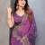Purple fendy chiffon embroidery work saree with matching blouse piece