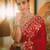 Red heavy embroidered rangoli silk blend saree