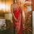 Red heavy embroidered rangoli silk blend saree
