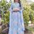 Women sky blue tie dye georgette fit & flare gown