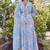 Women sky blue tie dye georgette fit & flare gown